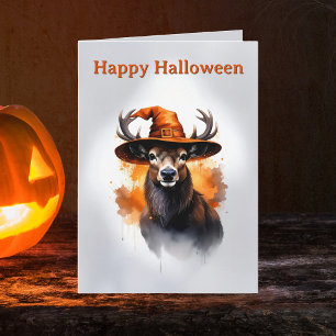 Launische Hirsch Orange Hexenhut Halloween Karte