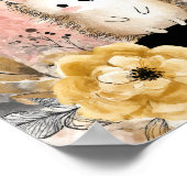 Launische Igel-Blumen-Aquarell-Kunst Poster (Ecke)