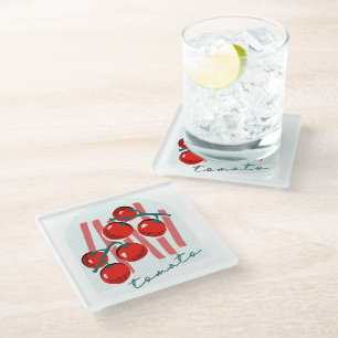 Launische Italien Tomaten Muster Glasuntersetzer