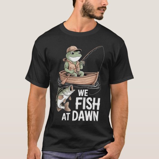 Launische Katze & Fisch Muster T-Shirt (Vorderseite)