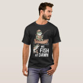 Launische Katze & Fisch Muster T-Shirt (Vorne ganz)