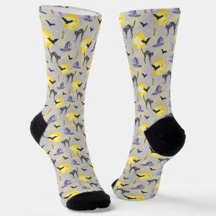Launische Katze & Hexenhut Halloween  Socken
