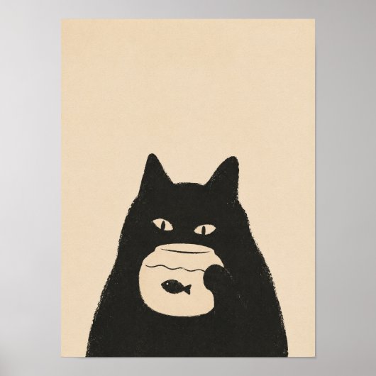 launische Katze im Fischglas Poster (Vorne)