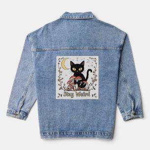 Launische Katze im Noir-Stil, umrahmt von roten Pi Jeansjacke