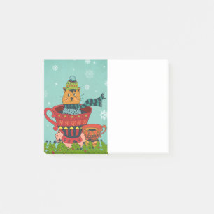 Launische Katze sitzt in einer Teetasse Weihnachte Post-it Klebezettel