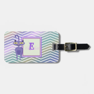 Launische Katzen-Chevron-Zickzack, Monogramm-perso Gepäckanhänger
