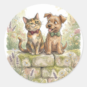 Launische Katzen- und Hundegartenkunst Schildpattk Runder Aufkleber