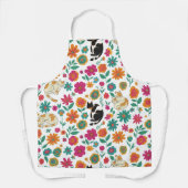 Launische Katzen und Retro-Blumenmuster Schürze (Vorderseite)