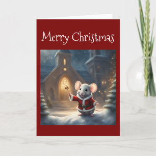 Launische Kirchenmaus im Weihnachtsmannanzug läute Karte
