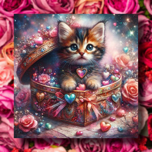 Launische Kitten Candy Hearts Glitter Valentinstag Feiertagskarte