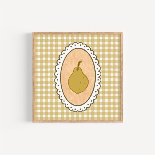 Launische Kokette Birne mit Gingham-Hintergrund Poster