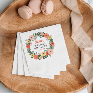Launische Korallen-Blumenkranz-Brautparty Serviette