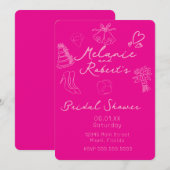 Launische Kritzeleien in Hellrosa - Junggesellinne Save The Date (Vorne/Hinten)