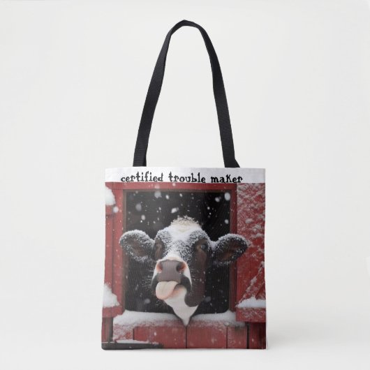 Launische Kuh Roter Scheunenbauernhof Tasche (Vorderseite)