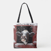 Launische Kuh Roter Scheunenbauernhof Tasche (Rückseite)
