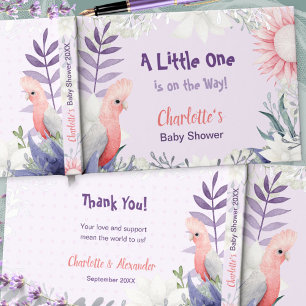 Launische Lavendel-Blumen-Vogel-Baby-Party Gästebuch