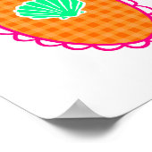 Launische Meeresschale Orange Gingham & Meergrün Poster (Ecke)