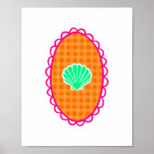 Launische Meeresschale Orange Gingham & Meergrün Poster (Vorne)