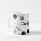 Launische Minze Schwarz Creme Punkte Kaffeetasse (Vorderseite Links)