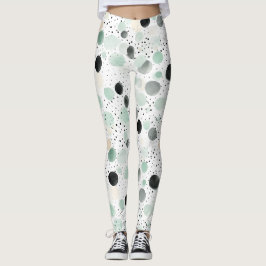 Launische Minze Schwarz Creme Punkte Leggings
