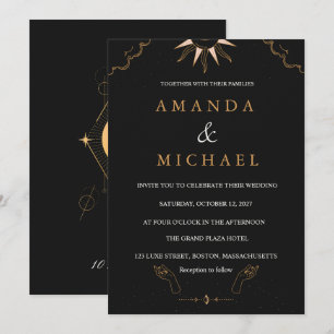 Launische Mitternacht Himmelsgoldfolie Sternennach Einladung