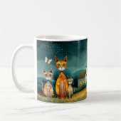 Launische Mitternachtsgarten-Volkskunstkatzen Kaffeetasse (Links)