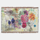 Launische Mixed-Media-Collage-Kunst Decke (Vorderseite)