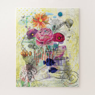 Launische Mixed-Media-Collage-Kunst Puzzle