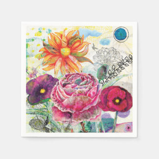 Launische Mixed-Media-Collage-Kunst Serviette
