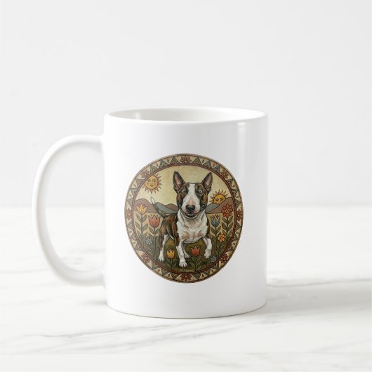 Launische Naive Kunst Bull Terrier Kaffeetasse (Links)