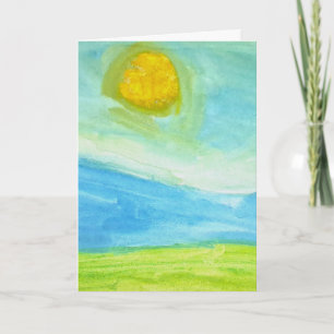 Launische naive Kunst Sonnenlandschaft Karte