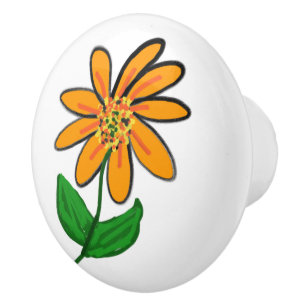 Launische Orange Blüten Grüne Blätter Keramikknauf