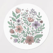 Launische Pastell-Blumen-Wildblumen-Aufkleber Etiketten (Design 2)