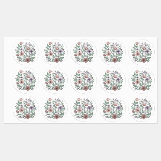 Launische Pastell-Blumen-Wildblumen-Aufkleber Etiketten (Blatt)