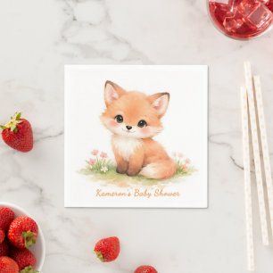Launische Pastell-Wald-Fuchs-Baby-Party Serviette