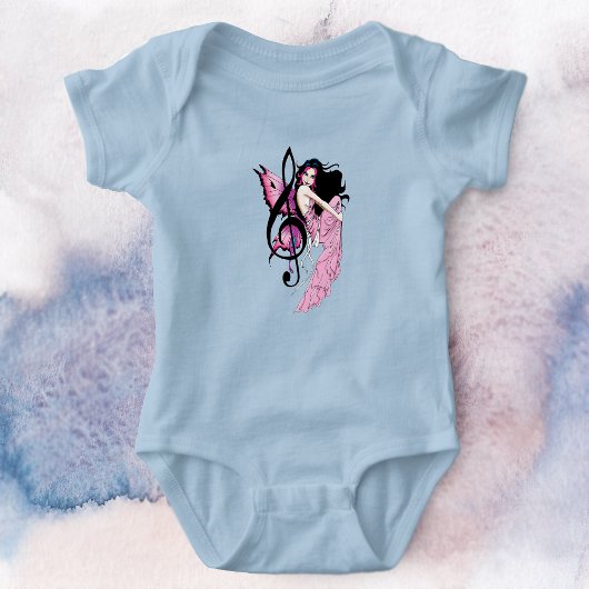 Launische Pinke Fee Blaue Fantasie Musiknote Baby Strampler