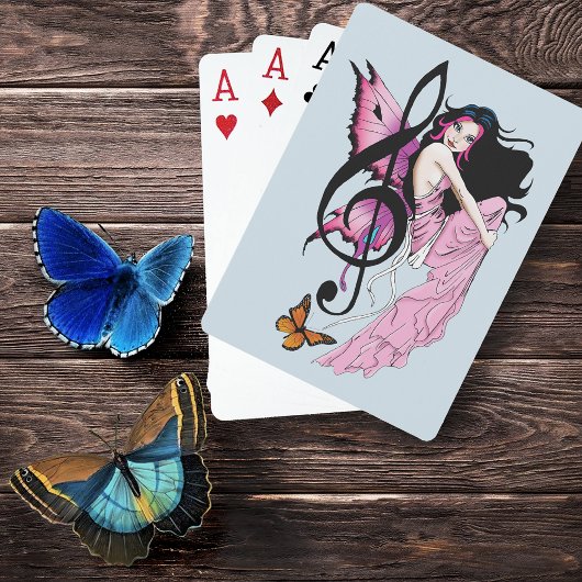 Launische Pinke Fee Blaue Fantasie Musiknote Spielkarten