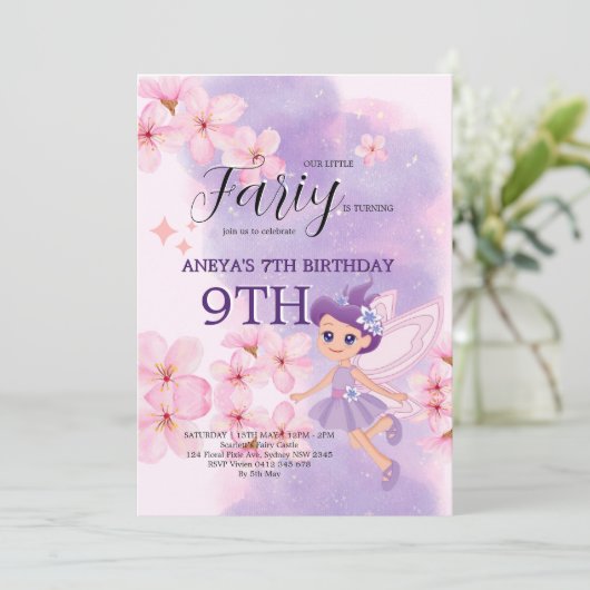 Launische Prinzessin Feen Geburtstagsfeier Einladung (Stehend Vorderseite)