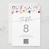 Launische QR-Code-Tischnummern mit Wildblumen Einladung (Vorderseite)