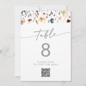 Launische QR-Code-Tischnummern mit Wildblumen Einladung (Rückseite)