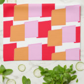 Launische Quadrate Rot Orange Pink  Geschirrtuch (Gefaltet)