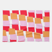 Launische Quadrate Rot Orange Pink  Geschirrtuch (Horizontal)