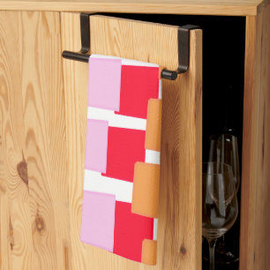 Launische Quadrate Rot Orange Pink Geschirrtuch