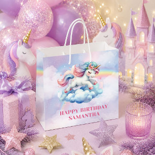 Launische Regenbogen-Einhorn-Mädchen-Geburtstags-G Große Geschenktüte