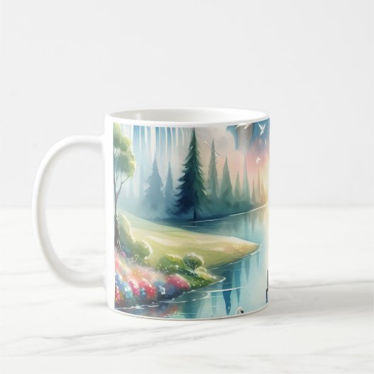 Launische Regenbogen-Erde Fantasy-Szene Kaffeetasse (Links)