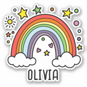 Launische Regenbogen-Personalisierte Mädchen Aufkleber