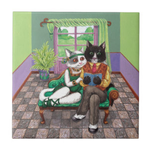 Launische Retro-Katzen aus den brüllenden 1920er J Fliese