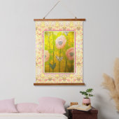 Launische rosa Blumen - Wandteppich Mit Holzrahmen (Schlafzimmer)