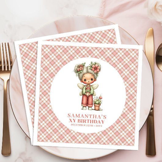 Launische Rosa Feenblumen 6. Geburtstag Serviette