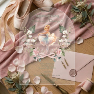 Launische Rosa Schleife & Wasserfarben-Ballerina G Acryleinladungen